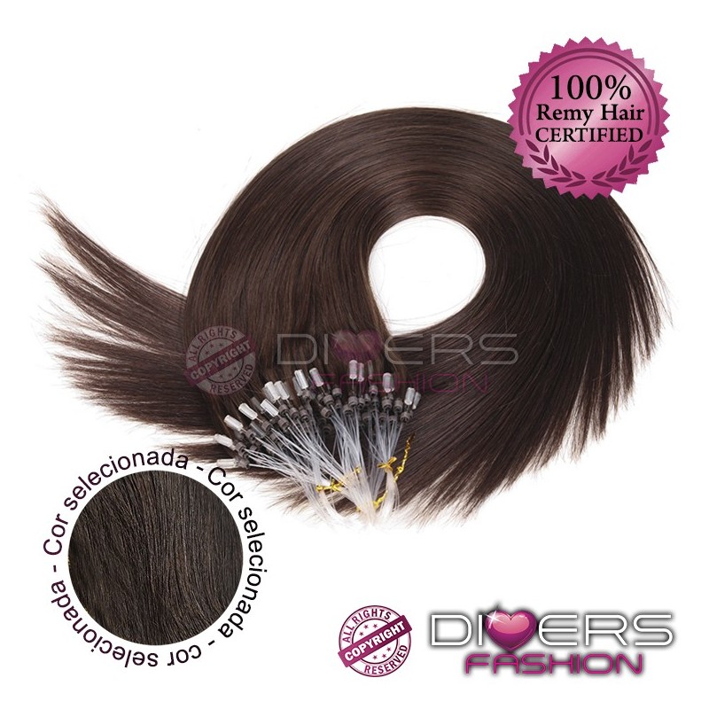 Extensões anilhas Loop 25 unidades 100% cabelo humano indiano liso