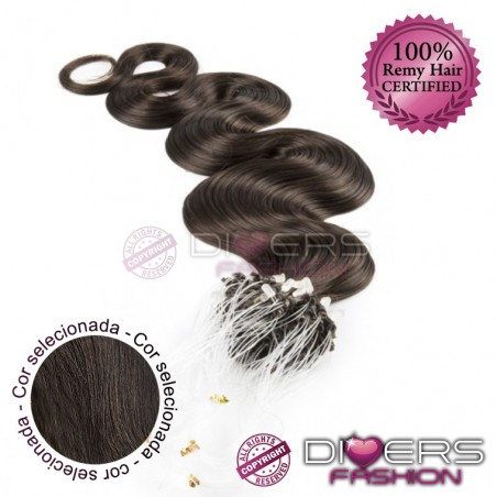 Extensões anilhas Loop 25 unidades 100% cabelo humano indiano ondulado