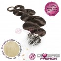 Extensões anilhas Loop 25 unidades 100% cabelo humano indiano ondulado