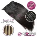 Extensões CLIPS / TICTAC cabelo liso kit 6 bandas - cor MADEIXA Nº6/613