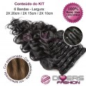 Extensões CLIPS / TICTAC cabelo ondulado kit 6 bandas - cor MADEIXA Nº6/8