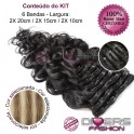 Extensões CLIPS / TICTAC cabelo ondulado kit 6 bandas - cor MADEIXA Nº8/613
