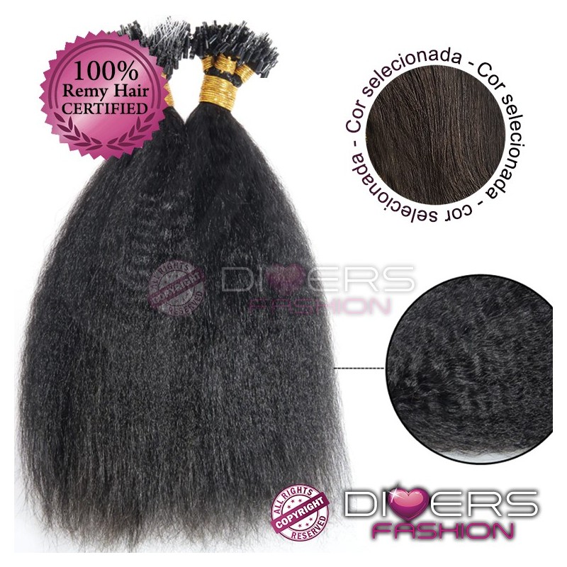 Extensões anilhas Loop 25 unidades 100% cabelo humano indiano crespo Afro
