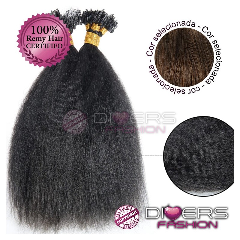 Extensões anilhas Loop 25 unidades 100% cabelo humano indiano crespo Afro