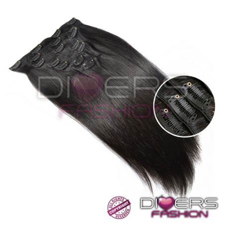 Extensões com clips tic-tac 100% cabelo humano indiano liso