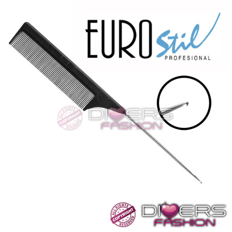 Pente Profissional Eurostil 22cm – Com Agulha de Metal para Precisão