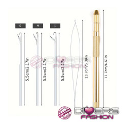 Agulha 4 em 1 Profissional para Extensões Capilares – Micro Anilhas, Argolas e Loop