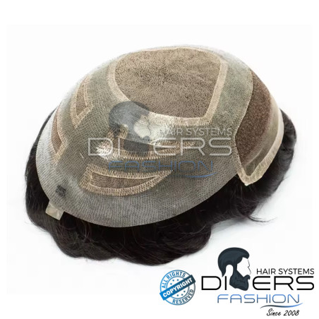 Prótese Capilar Masculina AirSkin Ventra Pro – Base PU com Ventilação| Cabelo 100% Humano Premium