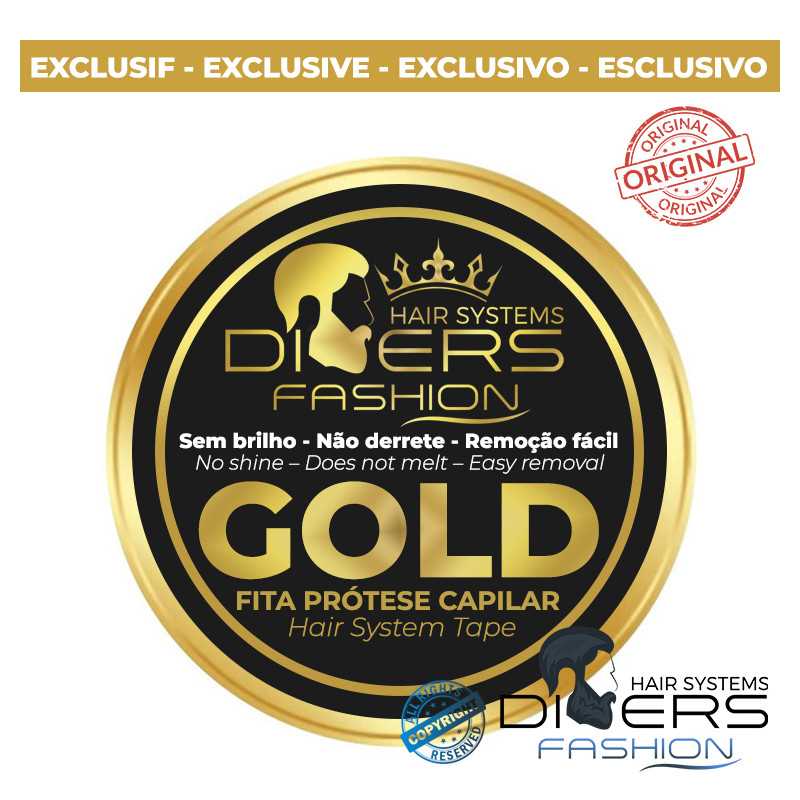 Fita Adesiva GOLD Original D.F.H.S: Fixação forte e Remoção Sem Removedor Próteses Capilares Fita Adesiva GOLD Original D.F.H.S: Fixação forte e Remoção Sem Removedor Próteses Capilares