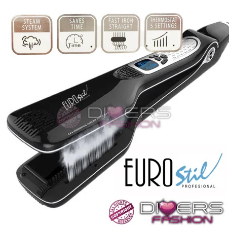 Prancha a Vapor Eurostil Professional – Steam Hair Straightener | Alisamento Rápido e Duradouro