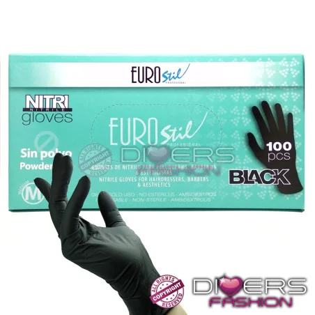 Luvas Descartáveis de Nitrilo Preto Sem Pó Eurostil – Caixa 100 un. | Resistentes & Sem Látex